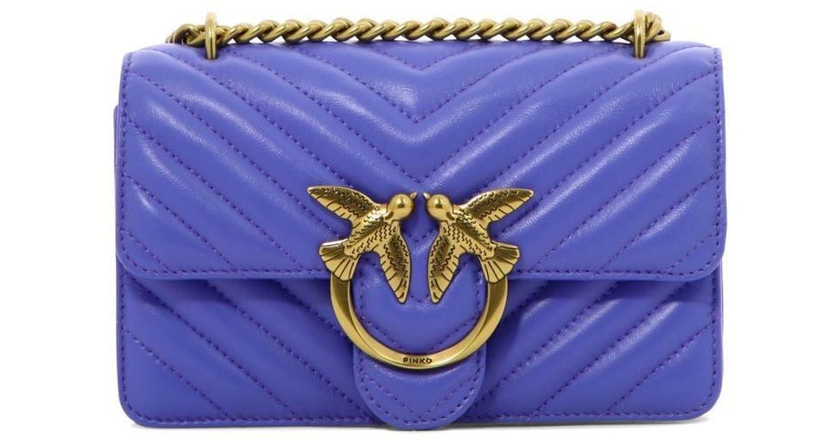 Pinko Lovebird Quilted Chainlinked Crossbody Bag in Blue Lyst