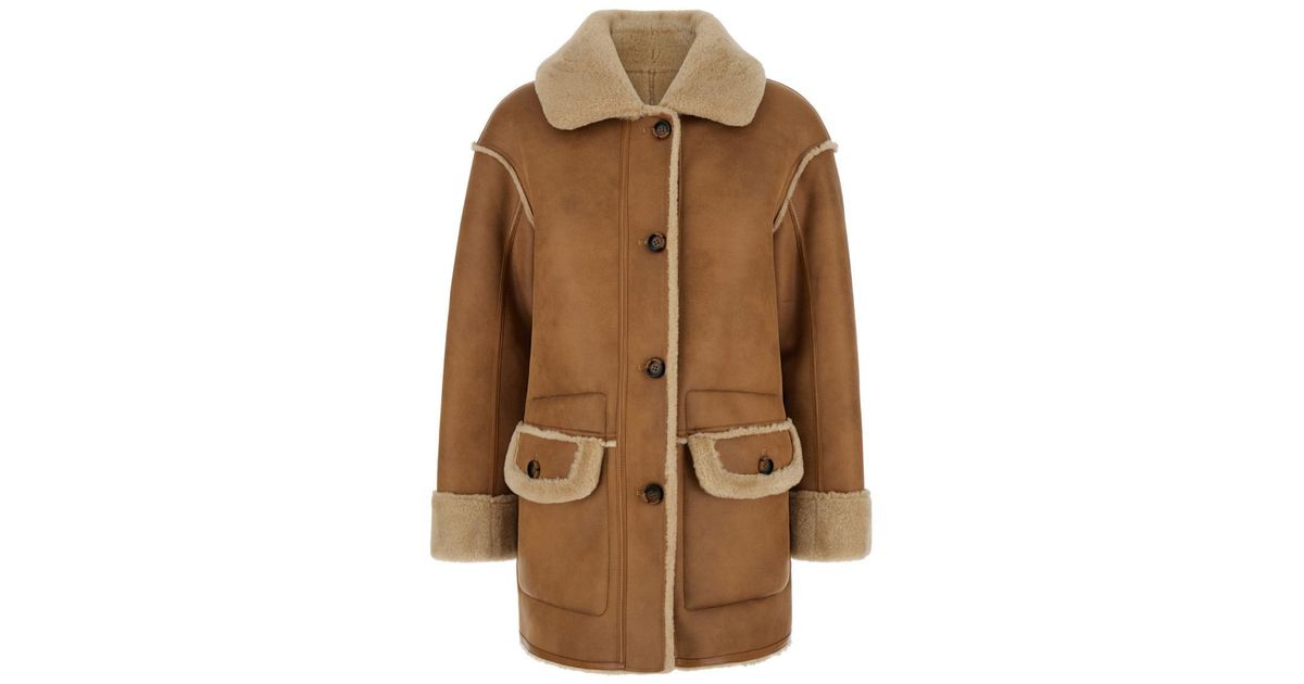 Urbancode Single-Breasted Shearling Jacket With Classic Wide Collar in ...