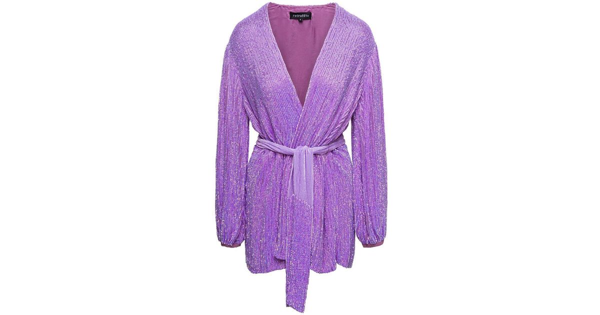 retroféte Lilac Gabrielle Sequin-embellished Wrap Dress in Purple ...