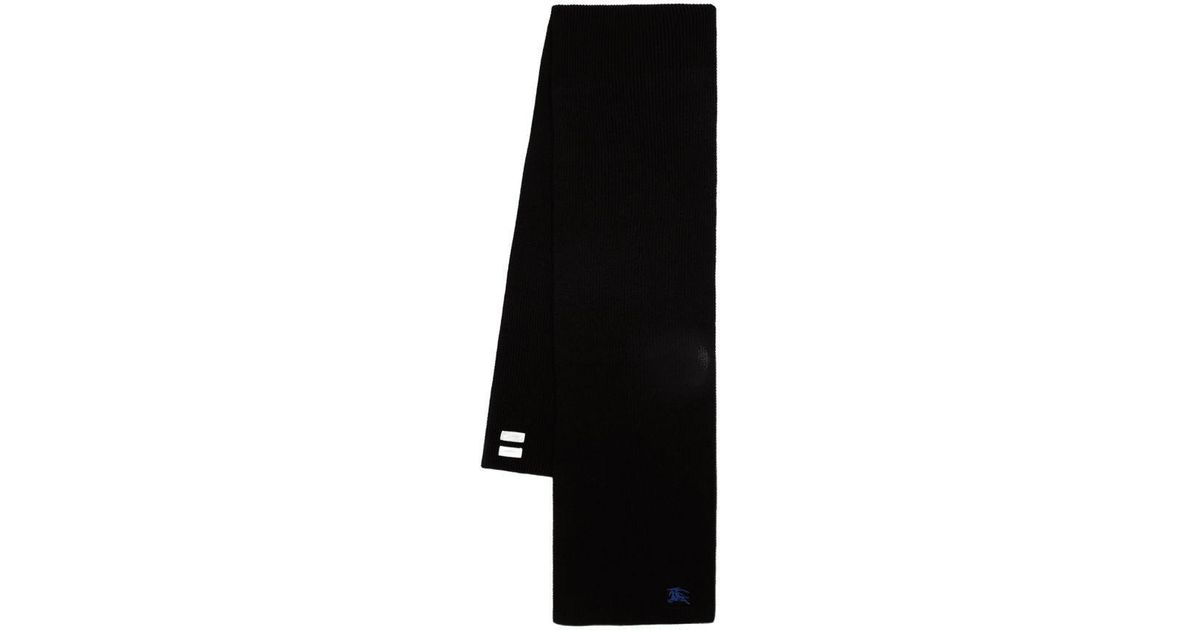 マフラー・ストール Burberry Mu Ribbed Scarf - Burberry - Wool - Black Burberry Mu Ribbed Scarf In Black | ModeSens