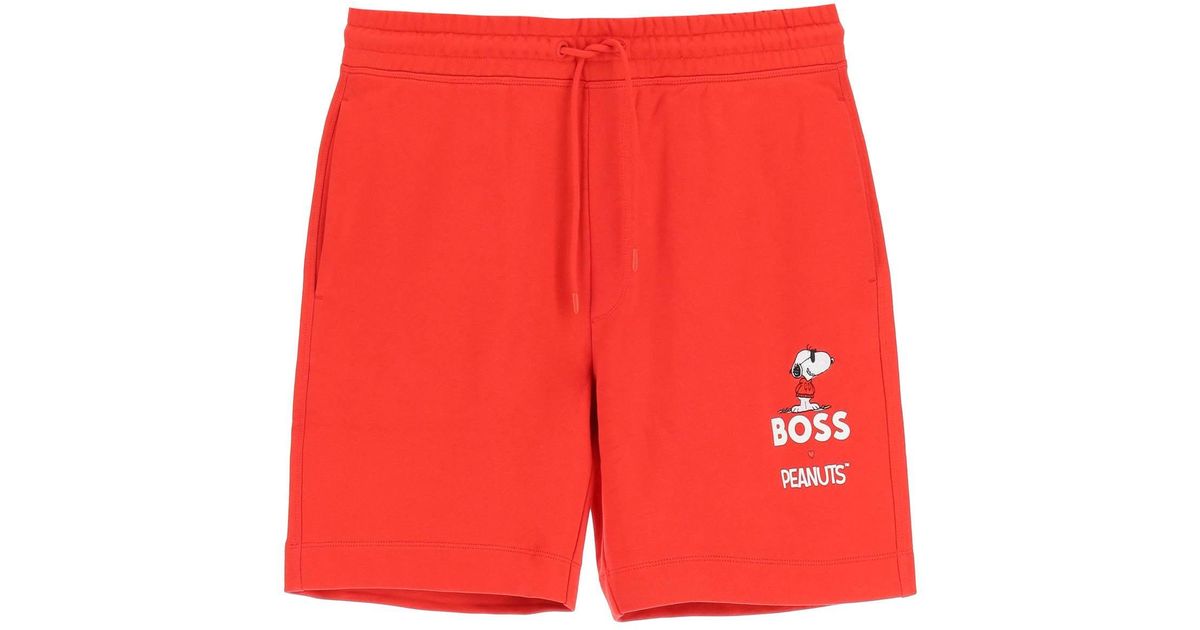 BOSS by HUGO BOSS Cotton Peanuts Sweatshorts in Red for Men | Lyst