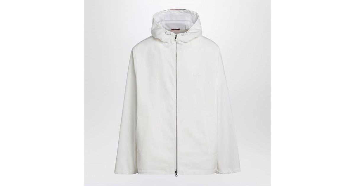Gucci Zip-Up Jacket With Logo Print in White for Men | Lyst