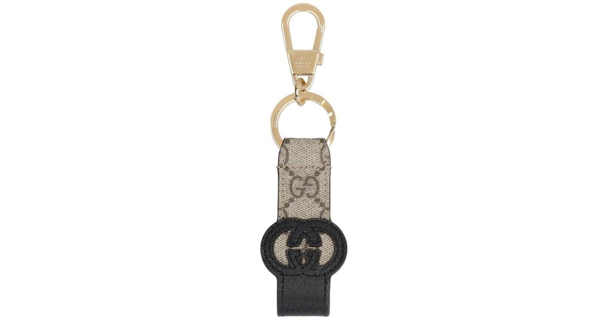 Gucci Fabric Key Ring With Logo in White for Men | Lyst