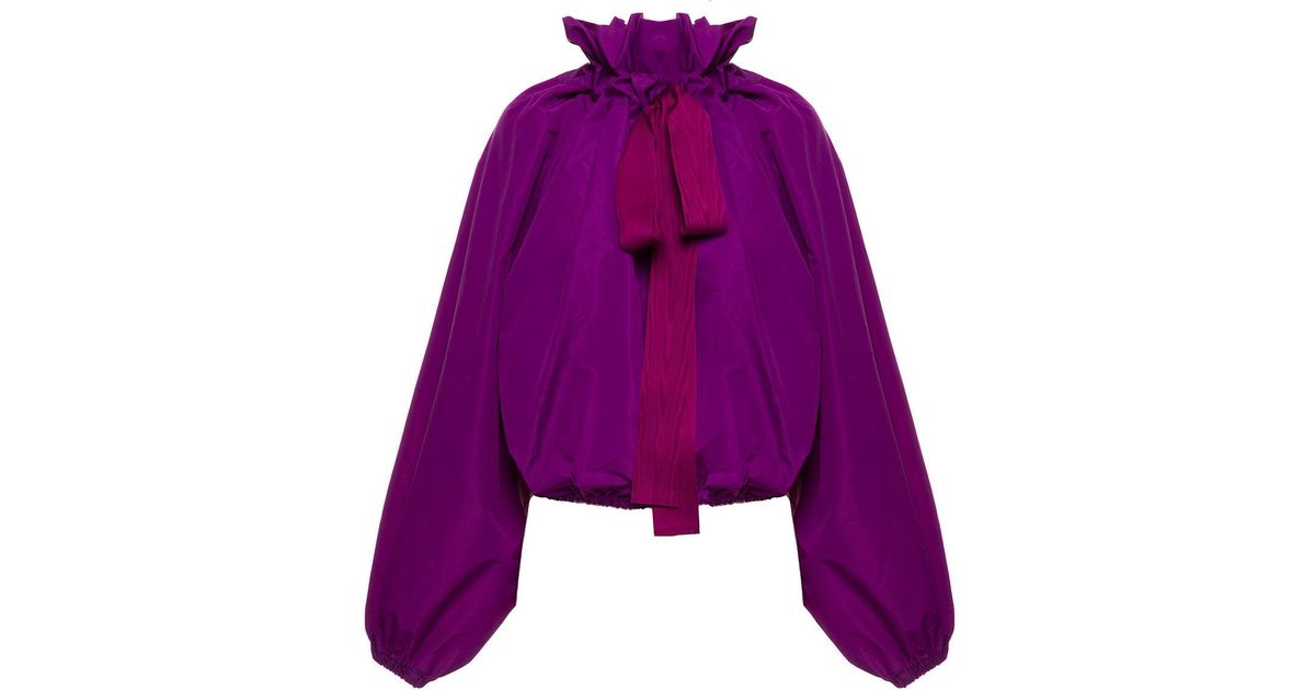 Patou Woman Purple Organic Cotton Blouse With Balloon Sleeves | Lyst