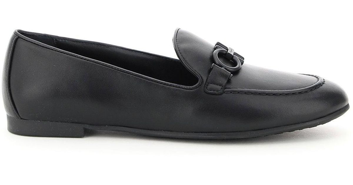 Ferragamo Leather Trifoglio Loafers in Black | Lyst