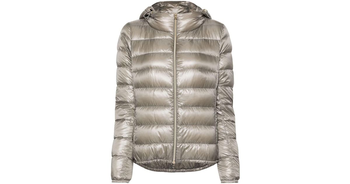 【関税&送料込み】Herno Pearl Grey 'Giada' Hooded Down Jac Herno Pearl 'Giada' Hooded Down Jacket in Grey | Lyst Australia