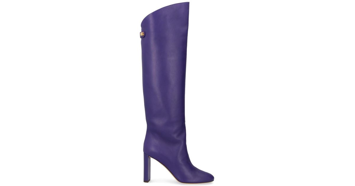 Maison Skorpios Adriana Leather Boots in Purple | Lyst