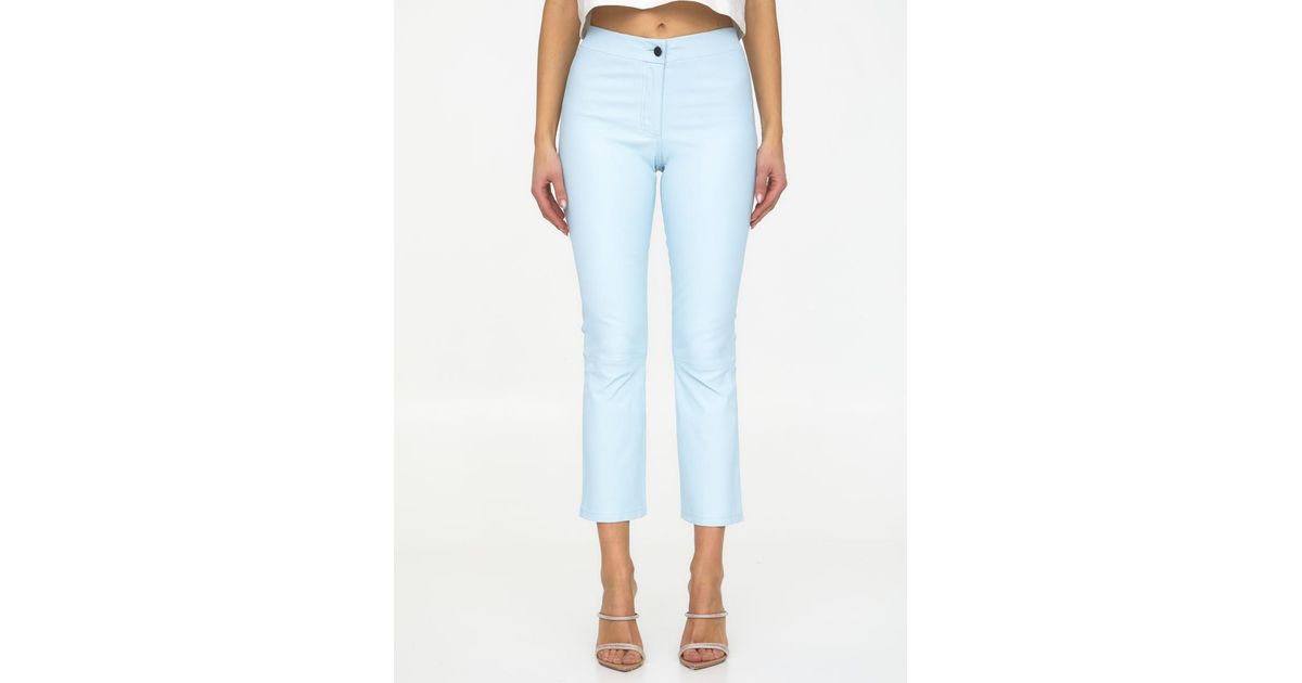 Arma Lightblue Leather Pants Lyst
