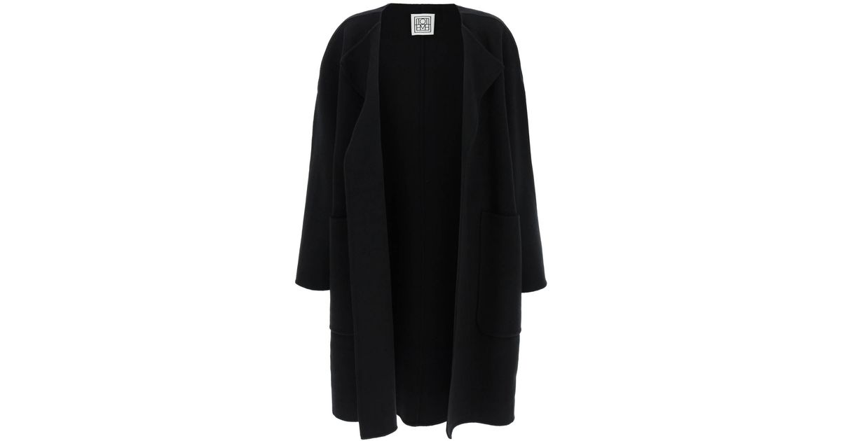 Totême Toteme Signature Cape Coat In Double Wool in Black | Lyst