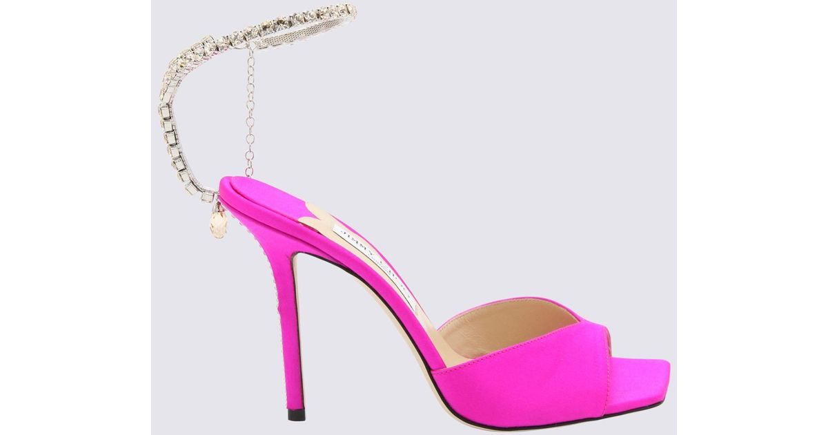 Jimmy Choo Fuchsia Satin Saeda Sandals in Pink | Lyst