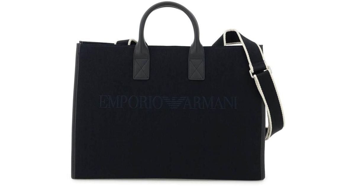 Emporio Armani Canvas Tote Bag in Black for Men | Lyst