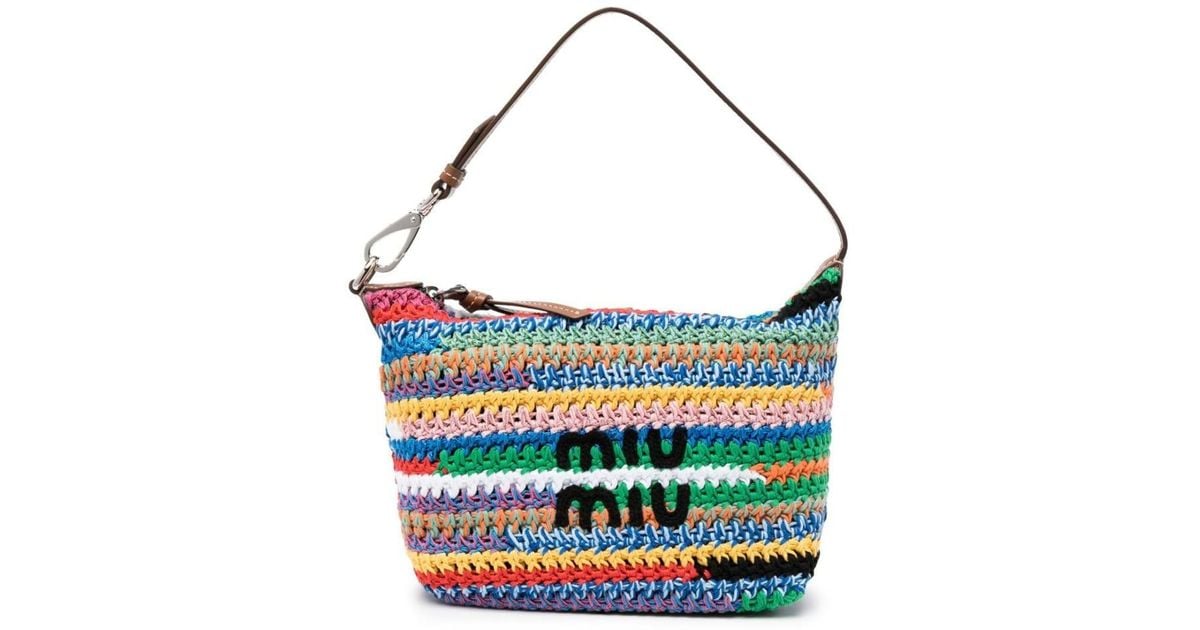 Miu Miu Colourblock Crochet Shoulder Bag in Blue Lyst