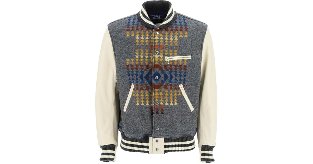 Junya Watanabe Wool Leather Bomber Jacket for Men Lyst