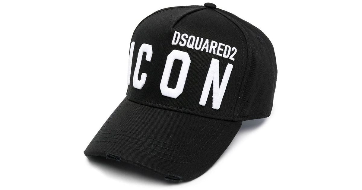 DSquared² D-squared2 Man's Black Cotton Gabardine Cap With Logo for Men