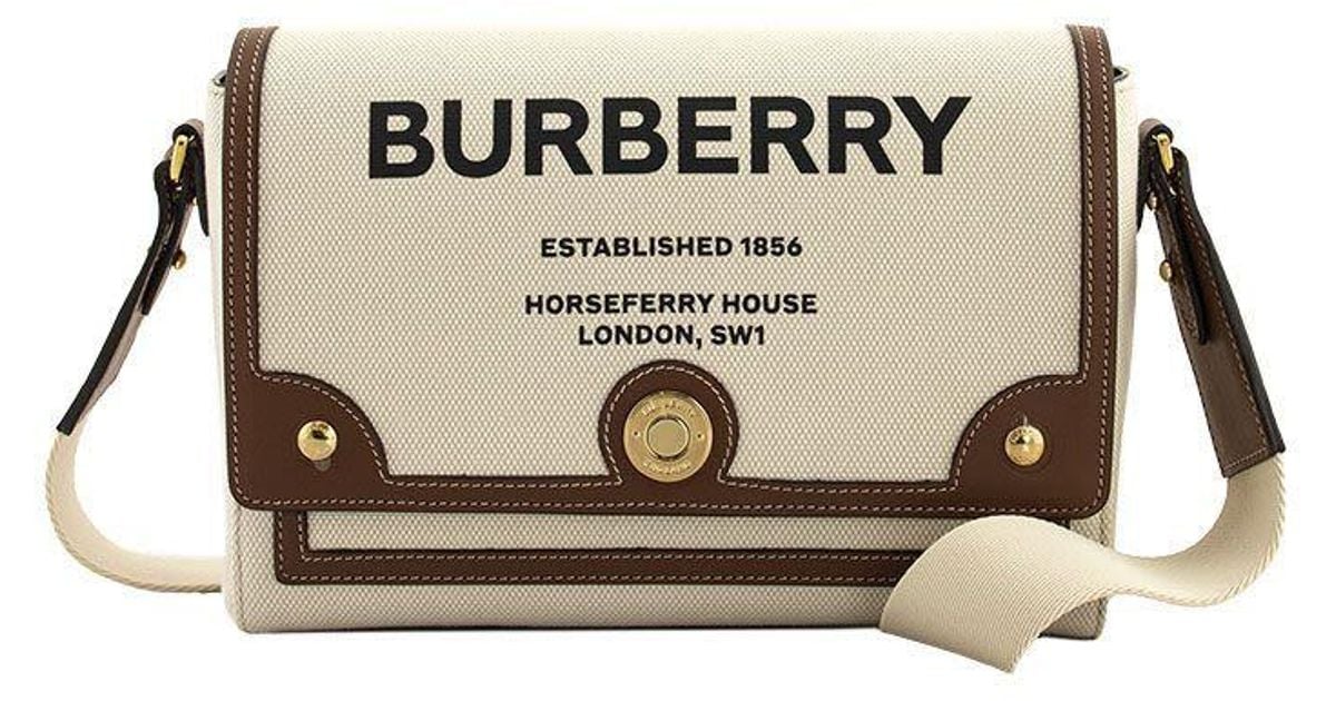 Burberry Note Horseferry Print Canvas Crossbody Bag in Natural Lyst
