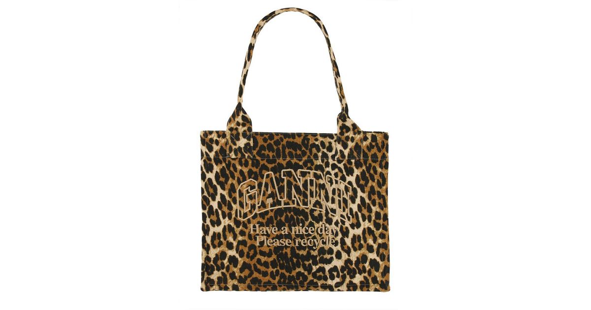 Ganni Shopping Leopard Embroidery Logo in Brown | Lyst Canada Ganni Shopping Leopard Embroidery Logo in Brown | Lyst Canada