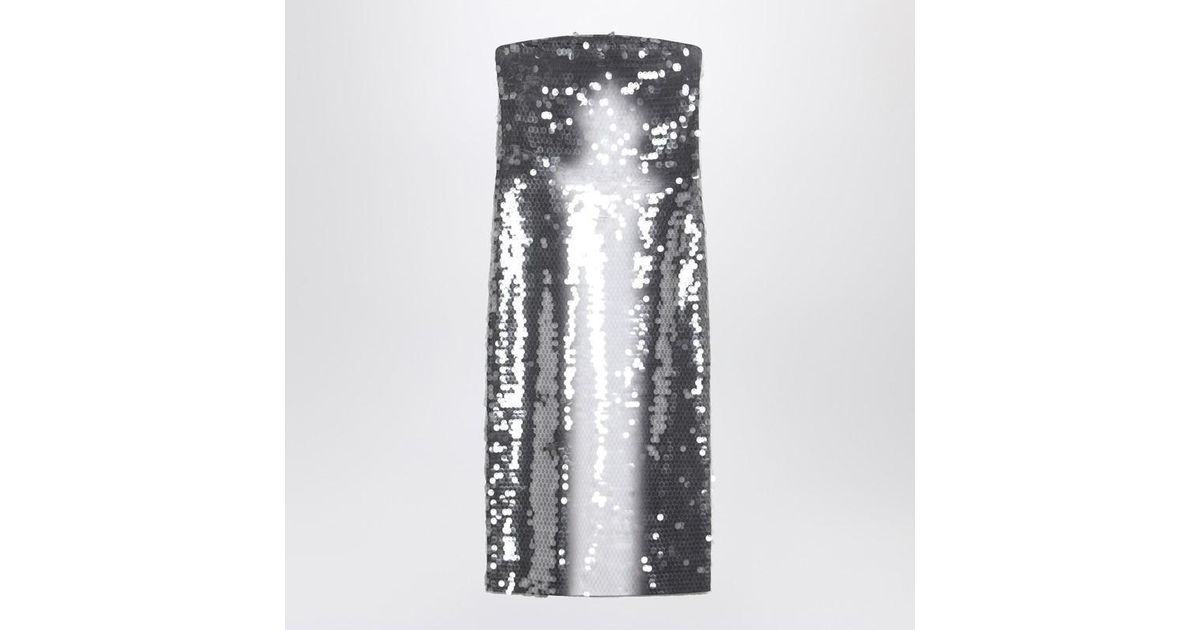 ワンピースその他 Sportmax Midi dress with gradient sequin effect Sportmax Midi Dress With Gradient Sequin Effect in White | Lyst