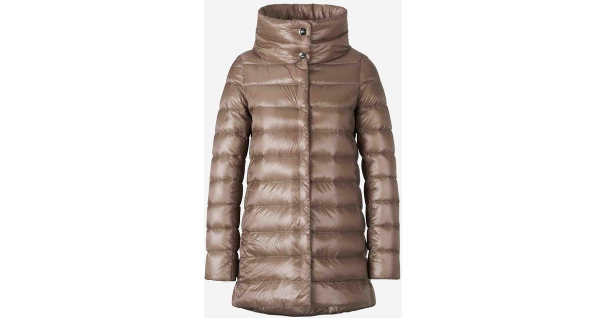 【関税＆送料込み】Herno Amelia Trapeze Quilted Jacket Herno Amelia Trapeze Quilted Jacket in Brown | Lyst