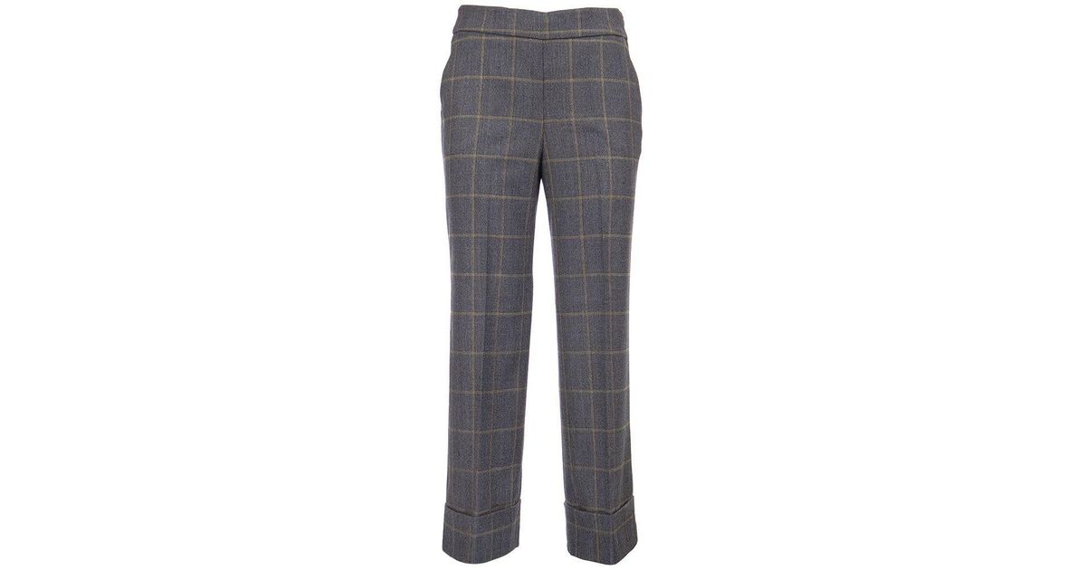 Peserico Wool Checked Trousers in Light 