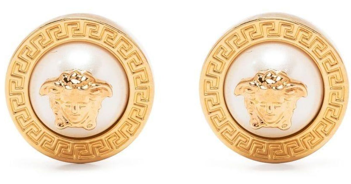Versace Medusa-head Pearl Earrings in Golden (Metallic) for Men - Save 33%  | Lyst