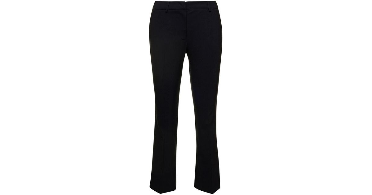 PT Torino 'jaine' Black Cropped Flared Pants In Wool Woman in Blue | Lyst