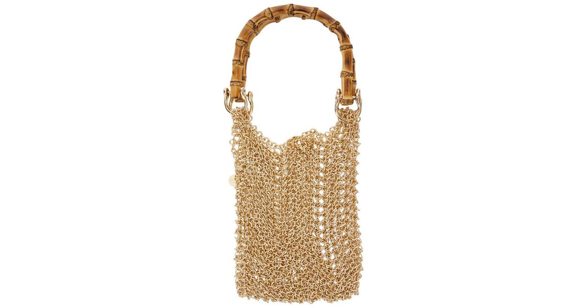 トートバッグ SILVIA GNECCHI SS25 BAMBOO BAG (KZ006 GOLD) Silvia Gnecchi 'bamboo' Gold Colored Handbag With Metallic