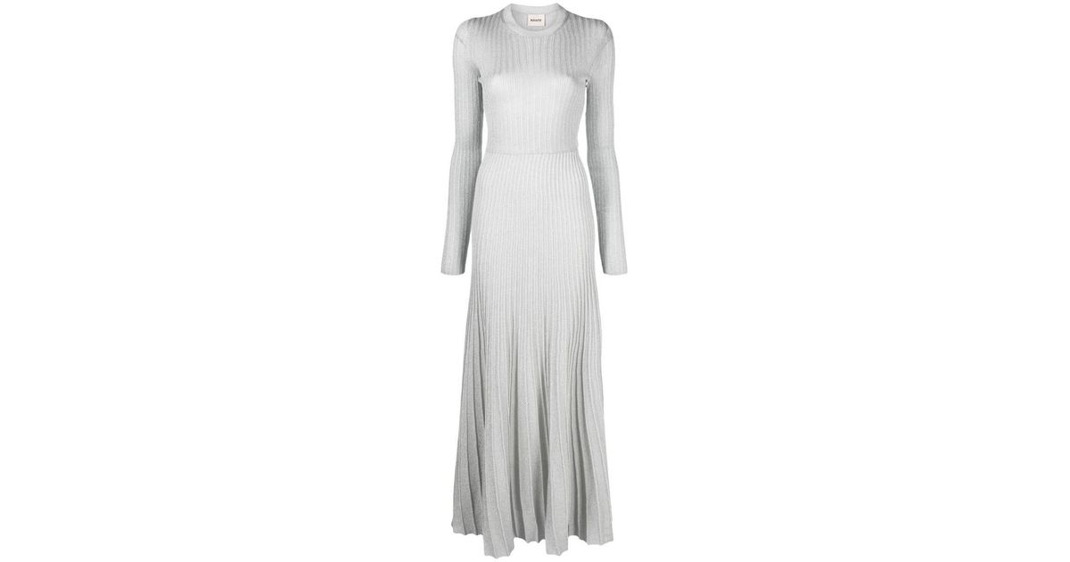 Khaite Keese Metallic Ribbed Maxi Dress in Gray | Lyst