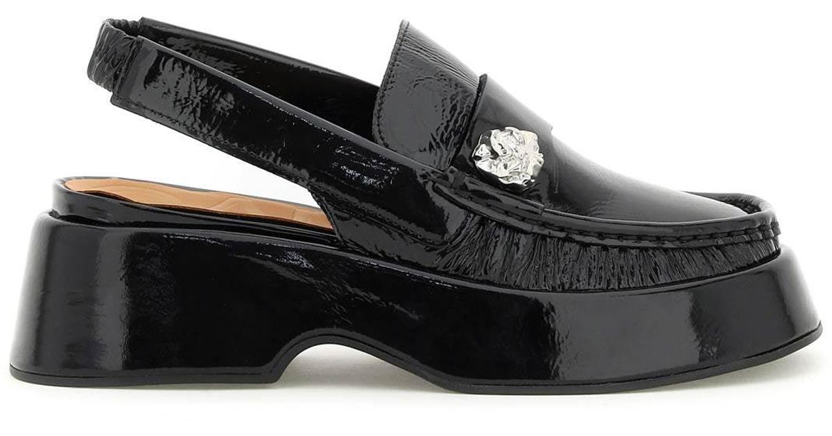 Ganni Leather Slingnack Loafers in Black | Lyst Australia