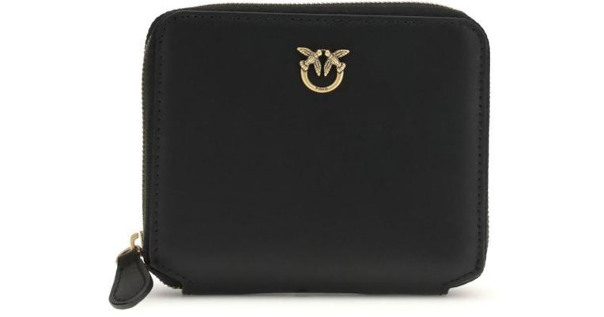 PINKO Black Calf Leather Bos Taurus Wallet