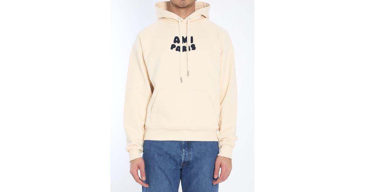 スウェット・トレーナー AMI PARIS Ami Paris patch hoodie Navy Cotton 'Ami Paris' Patch Hoodie by AMI Paris on Sale