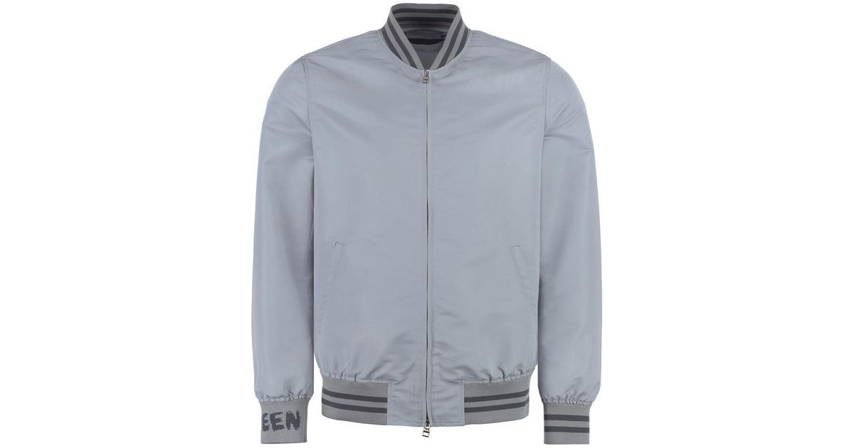 Alexander McQueen Nylon Bomber Jacket in Gray for Men | Lyst