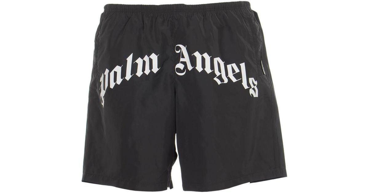 Palm Angels Logo Beach Shorts in Black for Men - Save 26% - Lyst