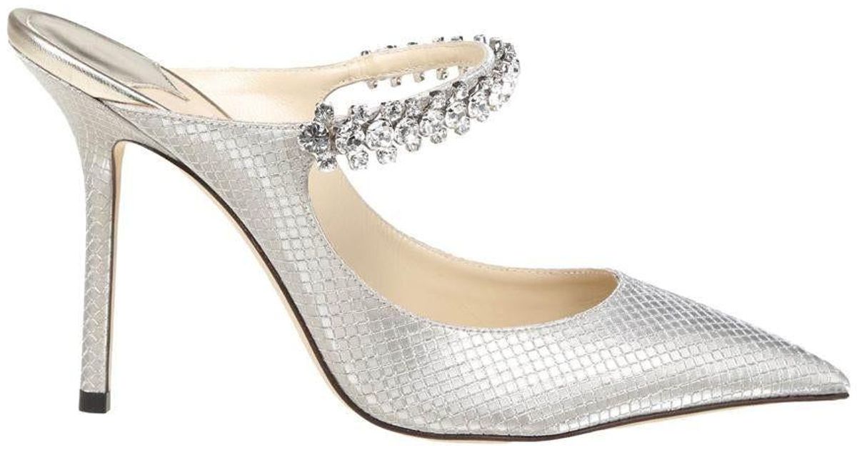 Jimmy Choo Mule Bing 100 In Champagne Color Glittered Fabric in White ...