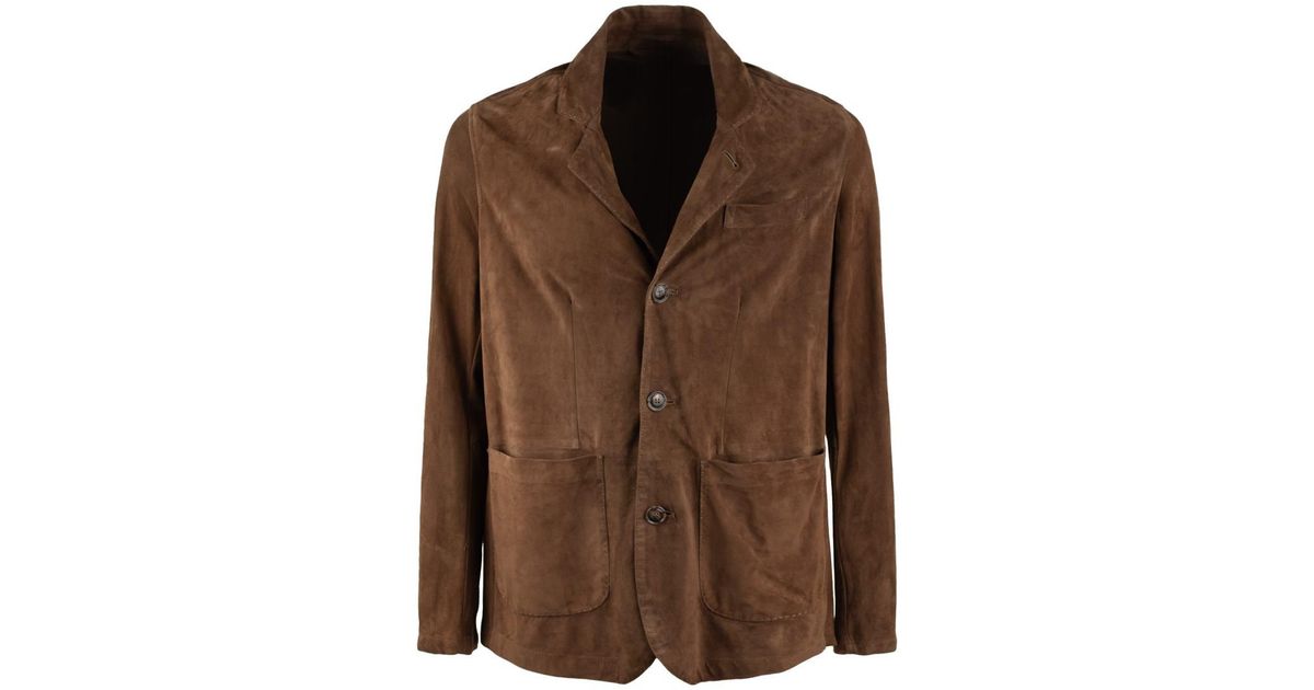 Veste En Suédine Perforée BARBA NAPOLI Homme - Style 3 En 1, Marron, Neuf Avec Étiquettes