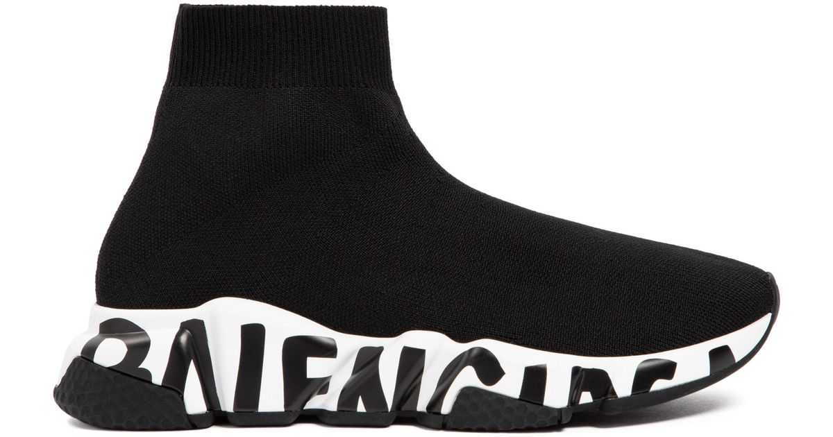Balenciaga Synthetic Speed Graffiti Sneakers Shoes in Black | Lyst Canada