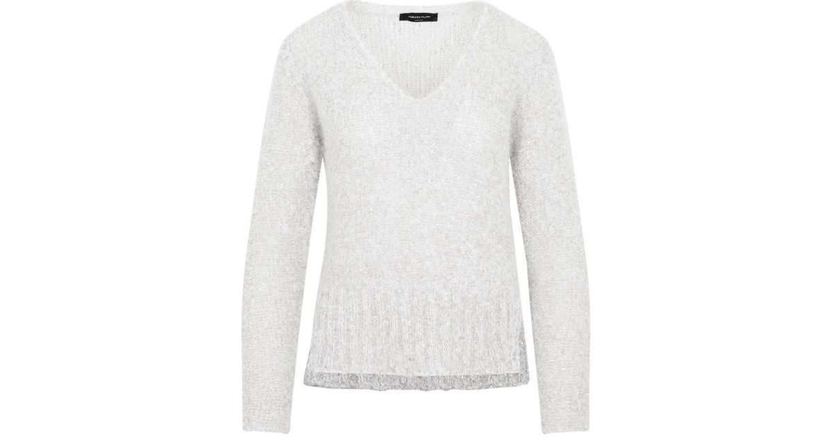 Fabiana Filippi Bouclé Mohair Sweater in White | Lyst