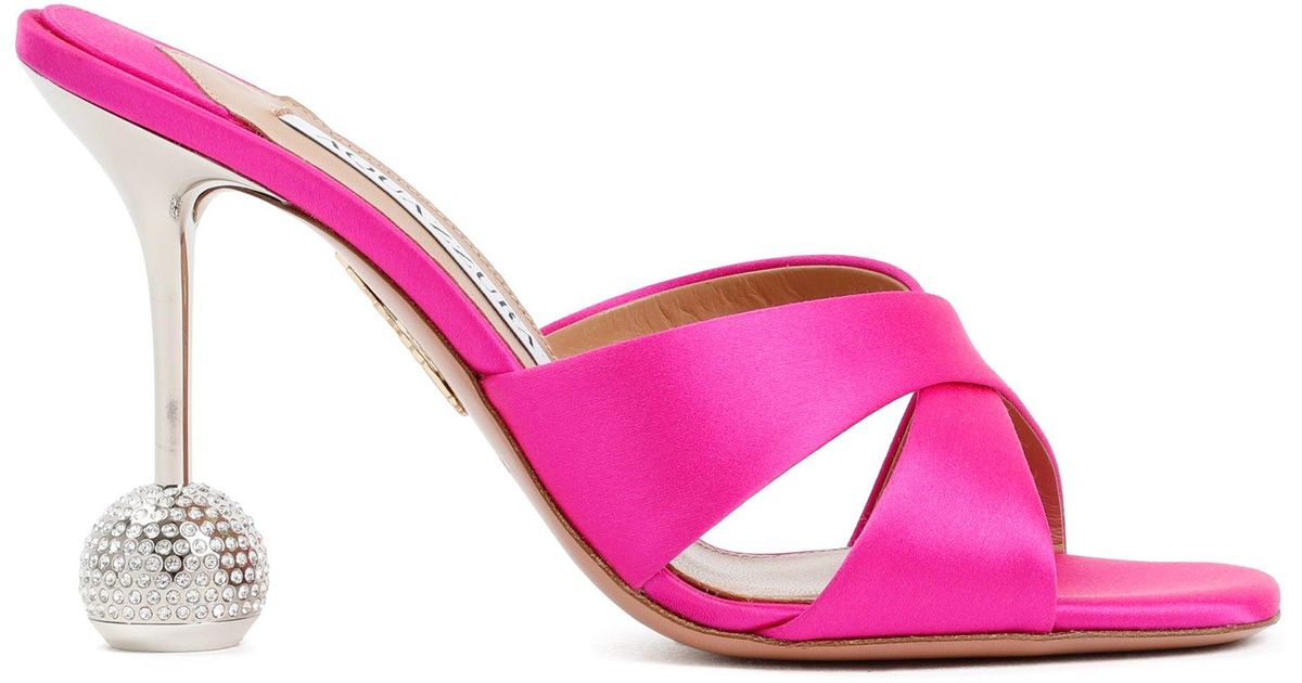 Aquazzura Yes Darling Mule 95 Shoes in Pink | Lyst