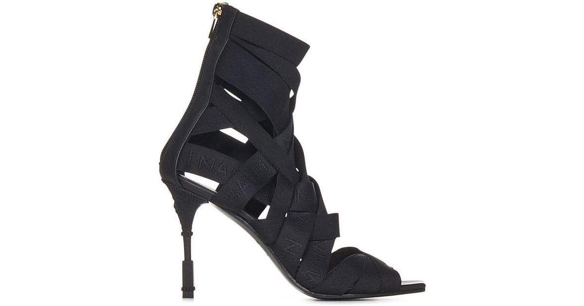 Balmain Paris Moneta Sandals in Black | Lyst