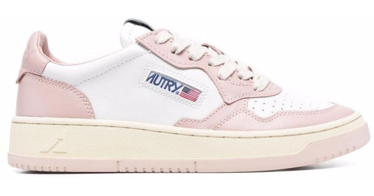 autry low sneakers in white pink leather