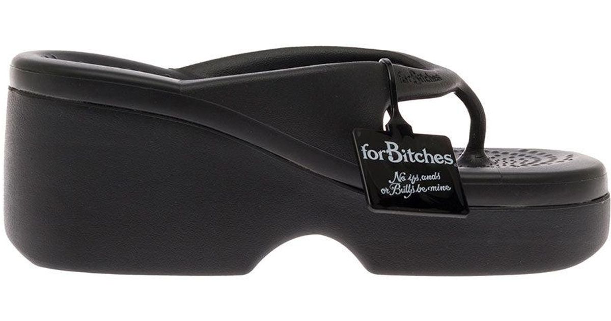 forBitches For Bitches Woman's Black Rubber Flip Flop Sandals | Lyst