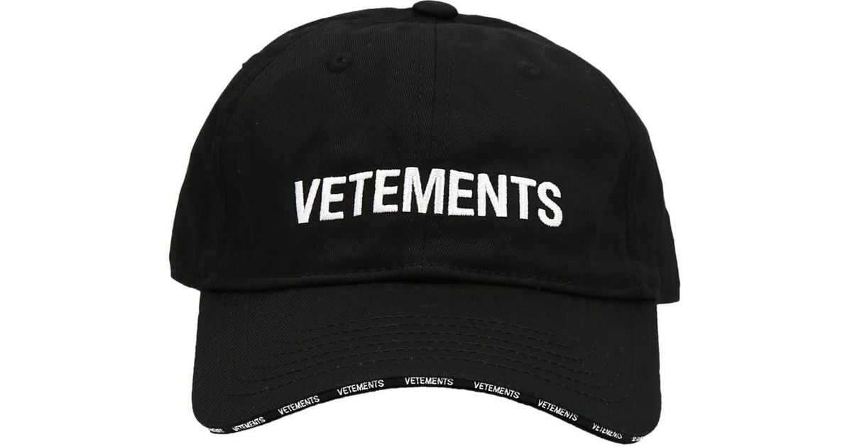 Vetements Logo Embroidery Cap Hats in Black | Lyst