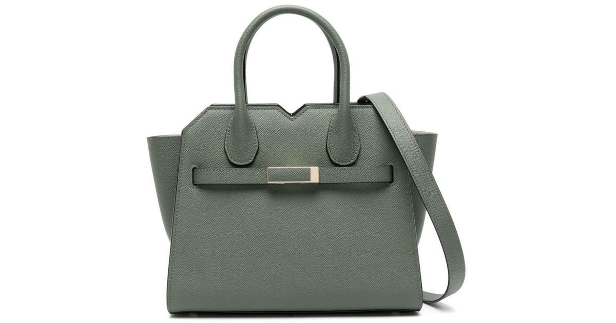 Valextra Milano Mini Leather Handbag in Green | Lyst