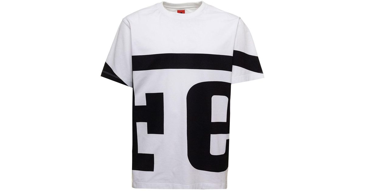 Ferrari Man's Black And White Cotton T-shirt With Logo for Men