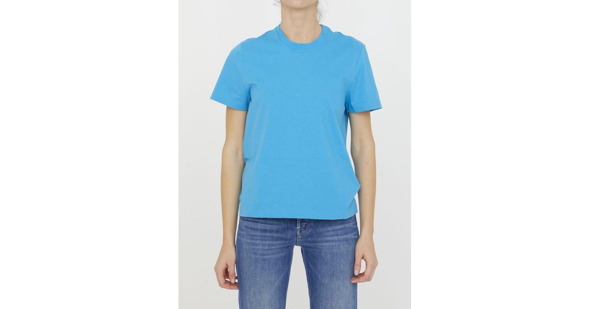 BOTTEGA VENETA T-shirts Women, Turquoise cotton t-shirt Turquoise