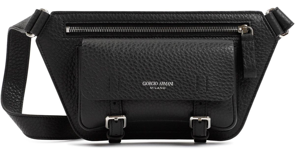 Armani Leather Belt Bag in Black for Men Lyst