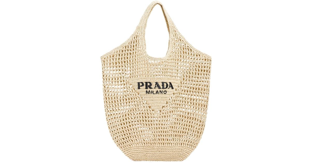 Prada Rafia Shopping Bag in Natural | Lyst