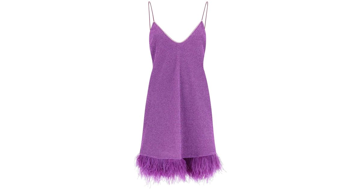 Oséree Oséree Lumière Mini Dress With Feathers in Purple | Lyst Australia