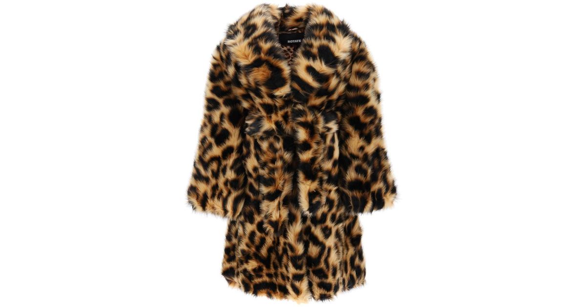 ROTATE BIRGER CHRISTENSEN Leopard Print Faux Fur Coat | Lyst