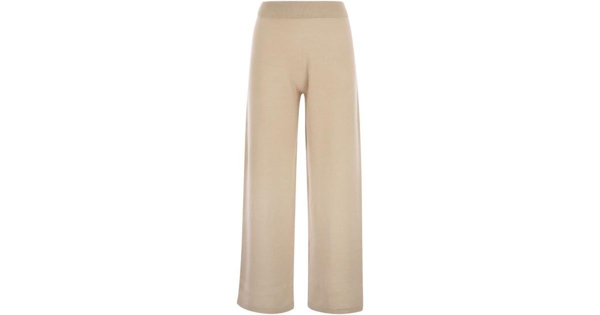 Weekend by Maxmara Atalia Wool Knit Trousers in Natural Lyst