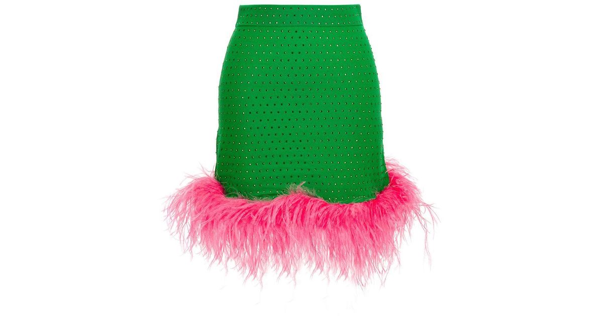 Chiara Ferragni Feather Sequin Skirt in Green | Lyst